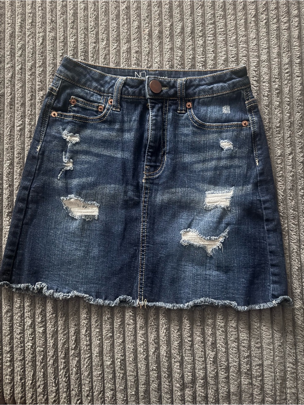 NOBO Mid Rise Distressed Denim Mini Skirt Blue Size 1